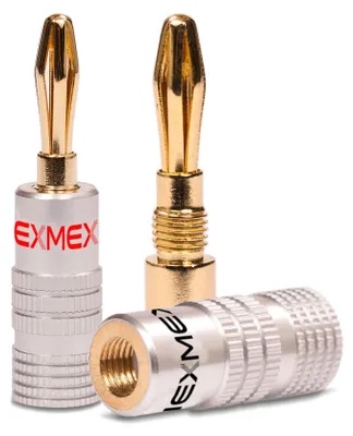 Produktbild von 2x Bananenstecker von NEXMEX High End Stecker für Kabel bis 6mm² 24K vergoldet