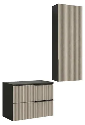 Produktbild von Badmöbel-Set Luna (2S 60+1D 100) Anthrazit/Kaschmir