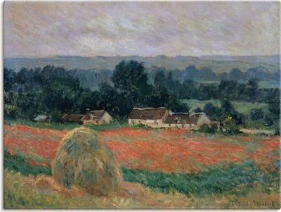 Produktbild von ARTland Leinwandbild Heuhaufen in Sommerlandschaft Größe: 40x30 cm
