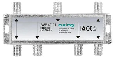 Obrázok produktu pre Axing BVE 60-01, Rozbočovač, 5 - 1006 MHz, Strieborná, F, 125 mm, 20 mm