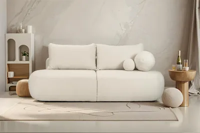 Zdjęcie produktu dla Rozkładana Sofa Fabo z pojmnikiem na pościel, tkanina Quelle Ecru
