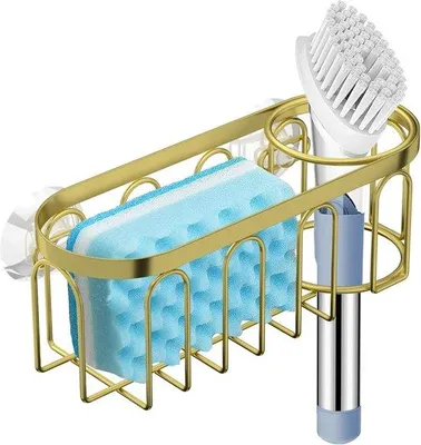 Produktbild von Famanu Sponshalter mit Saugnäpfen für Spüle - Kunststoff, schnelltrocknend, platzsparender Küchenorganizer