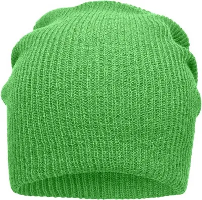 Produktbild von Knitted Long Beanie Lässige überlange Strickmütze lime-green, Gr. one size