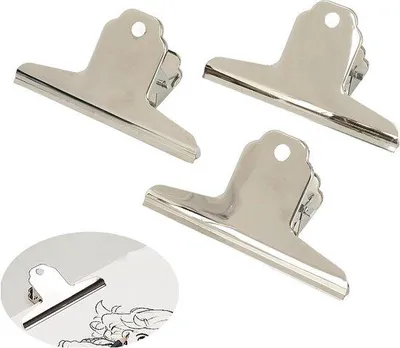 Produktbild von Metalen Scharnierhalter - 3 Stück - glatte Oberflächen - starke Klemkraft - für Heimwerkstatt - Lebensmittelbeutel - Papierschachteln - Büro.