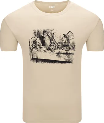 Produktbild von Diarbo Herren T-Shirt mit Aufdruck Alice im Wunderland Teeparty Beige Gr.L