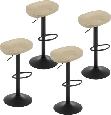 Produktbild von WOLTU 4 x Barhocker, mit Sattelsitz Fußstütze, aus Massivholz Metall, Helle Holz