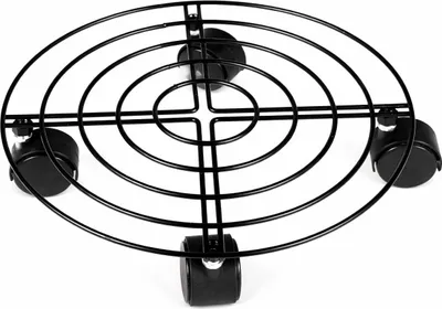 Produktbild von Pflanzenroller rund Metall, Untersetzer Blumenroller mit Ø 27 cm, Transportroller für den Innenbereich, Transporthilfe für Pflanzen mit max. Tragkraft bis 100 kg, Untersetzer mit 4 Rollen in Schwarz