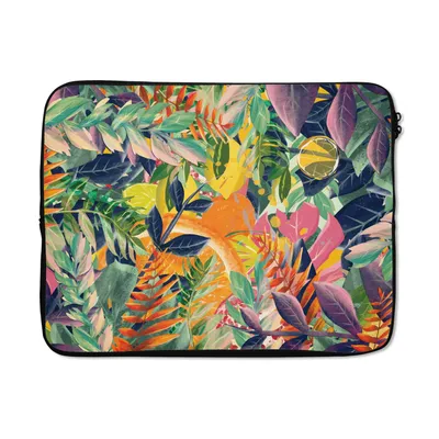 Produktbild von MuchoWow® Laptop Hülle 17 Zoll Laptoptasche Blumen - Dschungel - Tropisch - Zipper - Schutzabdeckung