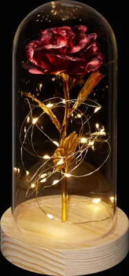 Immagine prodotto di ROSA ETERNA A LED illuminata in vaso con batteria come idea REGALO
