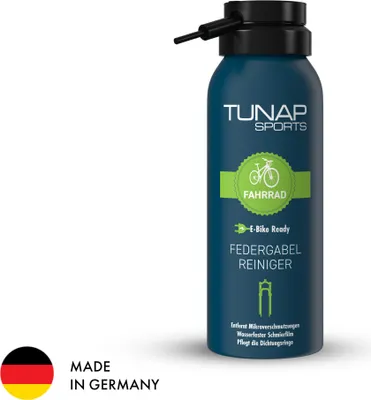 Produktbild von TUNAP SPORTS Federgabel-Reiniger 125ml | Spray für Dämpf- und Federelemente am Bike reinigt, pflegt, schmiert | Materialverträglich und schützt Dichtungen | E-Bike ready |  Germany