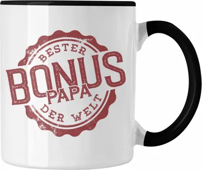 Produktbild von Trendation - Bester Bonus Papa Der Welt Tasse Geschenkidee Spüche für Stiefpapa Geschenk zum Vatertag (Schwarz)