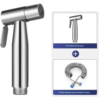 Immagine prodotto di Rubinetto da bagno in acciaio inossidabile con soffione, doccetta, bidet e doccetta da bidet in acciaio inossidabile - Argento
