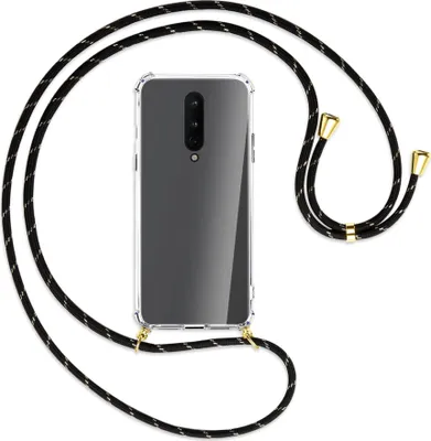 Produktbild von Handykette Backcover-Schutzhülle mit Band (Metall goldfarben) für OnePlus 8 - schwarz/gold