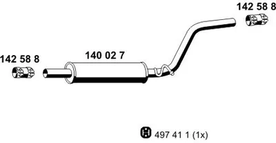 Produktbild von ERNST 140027 Mittelschalldämpfer Schalldämpfer für VW Caddy III Kombi (2KB, 2KJ, 2CB, 2CJ) Caddy III Kastenwagen (2KA, 2KH, 2CA, 2CH)