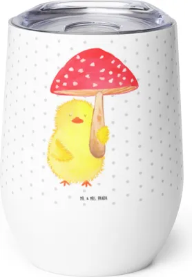 Produktbild von Mr. & Mrs. Panda Thermobecher Küken Fliegenpilz - Weiß - Geschenk, glühweinbecher, Frohe Ostern, Isolierbecher, thermosbecher, kaffee tasse, Glückspilz, Ostergrüße