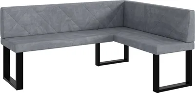 Produktbild von MEBLINI Eckbank für Esszimmer - Küchenbank - Essecke - Sitzecke Küche - ERIC - U-Beine 128x168x87cm Rechts - Grau Samt