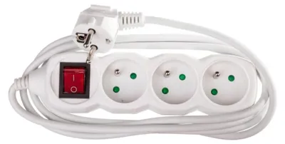 Productafbeelding van Emos 1902130200, Wandcontactdoos, Wit, 3 stopcontacten, 2 meter, 250 V, 10 A