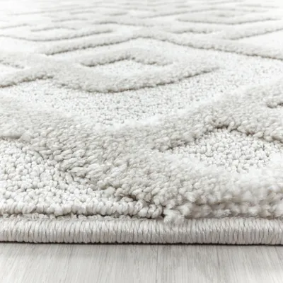 Produktbild von Villa Möbel Pisaro Wohnzimmer-Teppich, Hochflor-Teppich, Frisee, Geometrisch, Farbe:Creme, Grösse:80x150 cm