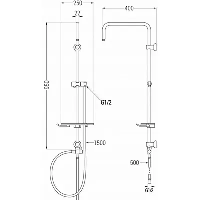 Obrázek produktu pro Mexen T sprchový sloup, Zlatorůžová - 7939399-60