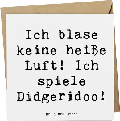 Produktbild von Mr. & Mrs. Panda Grußkarte Spruch Didgeridoo Spieler - Weiß - Geschenk, Instrument, Musikinstrument, Glückwunschkarte, traditionell, Musiker, Lernen, anlasskarte, Musik