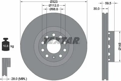 Produktbild von 2x TEXTAR Bremsscheibe 92122103 59 5mm 10 8kg 323mm