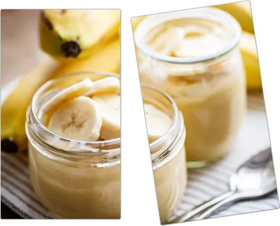 Produktbild von Spritzschutz Herdabdeckplatte Schneidebrett aus Glas Bananenshake 2-Teilig (60x52cm)