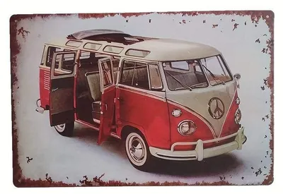 Produktbild von Vintage-Metall-Blechschild, Bulli VW Bus