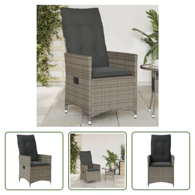 Produktbild von The Living Store Gartensessel Verstellbar mit Kissen Grau Poly Rattan