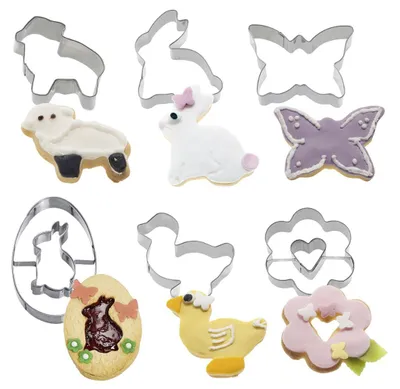 Produktbild von Westmark Ausstechformen-Set Osterhase, Gans, Herz, Schaf, Schmetterling, , 6-tlg, Rostfreier Edelstahl, Ostern, Silber, 31952260