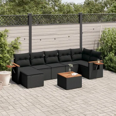 Produktbild von Gartenmöbelgarnituren - 8-tlg. Garten-Sofagarnitur mit Kissen Schwarz Poly Rattan Möbel21