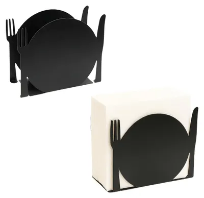 Serviettenhalter-Set aus schwarzem Metall, 2 Stück, 15x6x12 cm