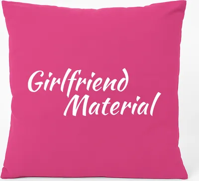 Produktbild von Huuraa Kissen Girlfriend Material Schriftzug 40x40cm mit Füllung Fuchsia Baumwolle Dekokissen Geschenkidee