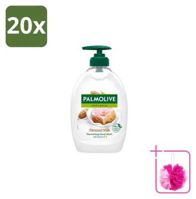 Imagen del producto de 20 unidades de jabón líquido Palmolive, aroma a leche de almendras, con dosificador, 500 ml, pack económico