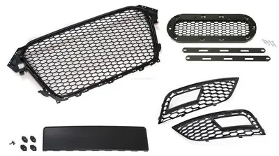 Kühlergrill Emblem Halter Gitter Stoßstange GLANZ für Audi A4 B8 2011- Facelift – Produktansicht