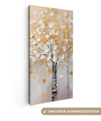 Produktbild von MuchoWow® - Leinwandbilder - Bäume - Aquarell - Kunst - Natur, Wandbild, Wanddeko Bilder Wohnzimmer, 40x80 cm