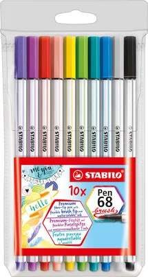 Obrázok produktu pre Prémiové plstené pero so štetcovým hrotom na premenlivú šírku čiary - STABILO Pen 68 brush - balenie 10 ks - s 10 rôznymi farbami