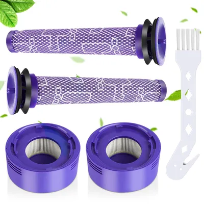 Filter-Set für Dyson V7 V8, 2 Vor- und 2 Nachfilter + Bürste