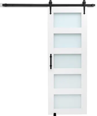 Produktbild von Schiebetür, 762 x 2134 mm, hochfeste MDF-Platte und Glas, Schiebetür mit Beschlagsatz, wasserfeste PVC-Oberfläche, einfach zu installieren, H-Rahmen, leichtgängiges und leises Gleiten für das Wohnzimmer