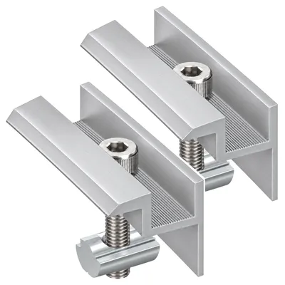 Produktbild von 2x Endklemme Silber Montageset Befestigung Solarmodule 30mm