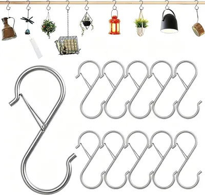 Produktbild von Set mit 20 S-Haken mit Sicherheitsverschluss, 9 cm, schwarz