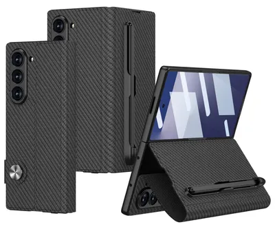 Produktbild von Für Samsung Galaxy Z Fold7 5G GKK Integrierte Flip Lederhülle Stifthalter Carbon