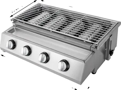 Zdjęcie produktu dla Grill gazowy, 4 palniki, konstrukcja ze stali nierdzewnej, jasnoszary