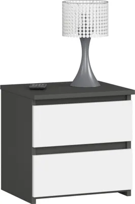 Immagine prodotto di cassettiera, credenza, comodino con 2 cassetti (l:40 cm x h:40 cm x p:35 cm) in grigio grafite e bianco