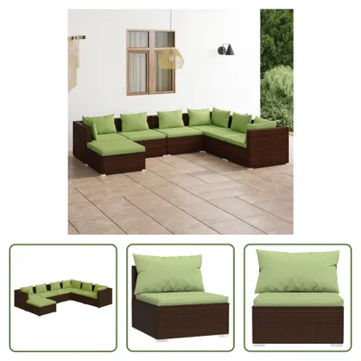 Produktbild von The Living Store 7-tlg. Garten-Lounge-Set mit Kissen Poly Rattan Braun