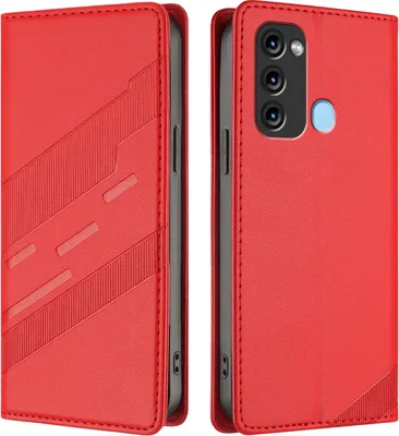 Produktbild von Hülle für itel P38/itel S17/itel Vision 3, Kunstleder Brieftaschen Handyhülle mit Kartenfach und Standfunktion Rot
