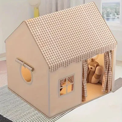 Produktbild von Kinderzelt Spielzelt Beige Zelt mit Fenstern für Kinder Spielhaus Babyzelt Indoo