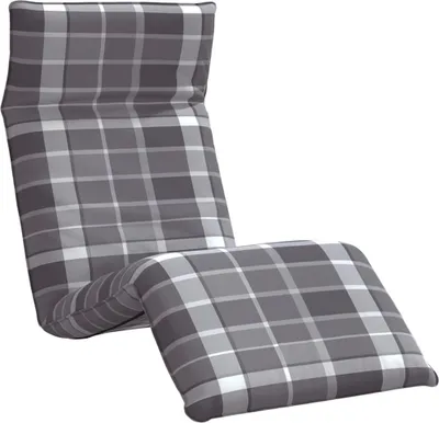 Image de vidaXL Chaise longue pliante Gris à carreaux 175x54x8,5cm Tissu Oxford