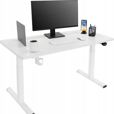 Produktbild von Ekspand | Schreibtisch Höhenverstellbar - 140 Cm - Elektronische Einstellung 72-118 Cm - Weiß - Led-beleuchtung