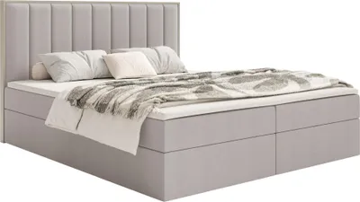 Produktbild von Selsey Togents – Boxspringbett 160x200 mit Stauraum und Topper, hydrophobe Chenille, graubeige