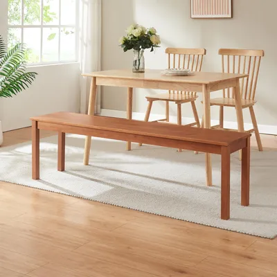 Produktbild von Esszimmerbank 'Trerunulu' 140 x 35 x 45 cm Sitzbank Kiefernholz Walnussoptik